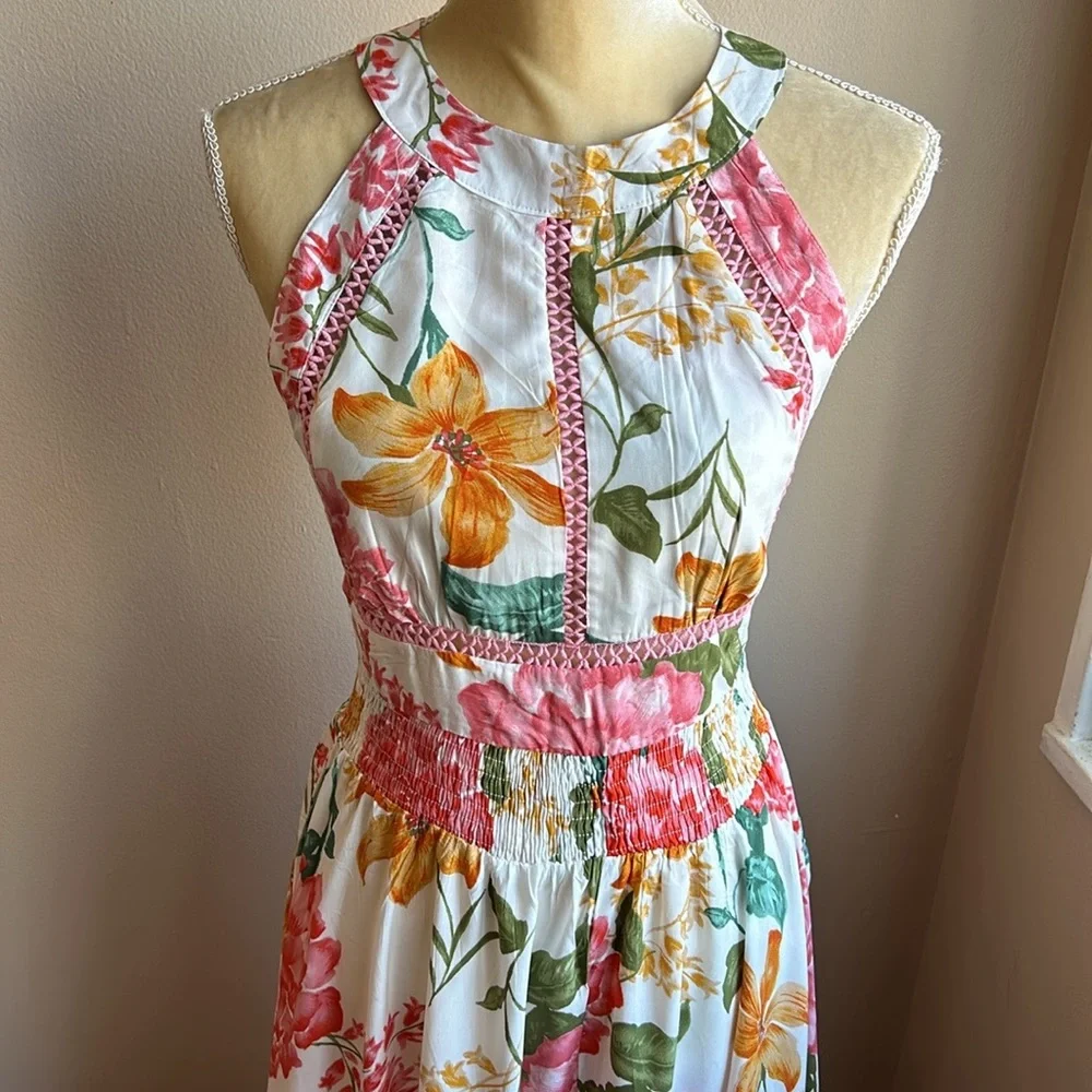 Abel the Label Anthropologie Floral Maxi Dress NWT Sexy Back sz L - Picture 2 of 5